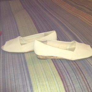 Cream Wedge Peep Toe Shoes!!